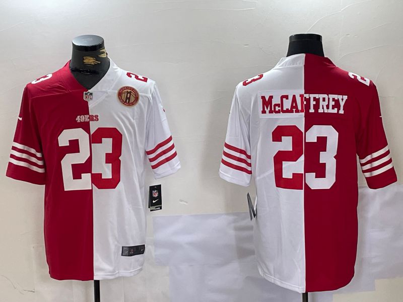 Men San Francisco 49ers #23 Mccaffrey Red White Nike 2024 Limited NFL Jersey style 10083